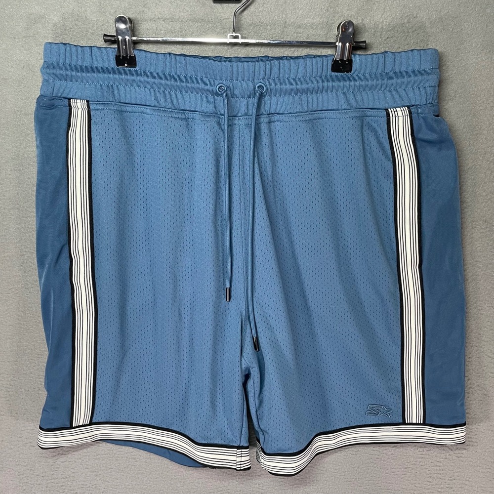 Starter Basketball Shorts Mens L Blue Mesh Striped SM5S4503